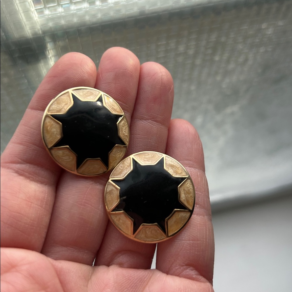 Gold and Black Star Earrings - Picture 10 of 11